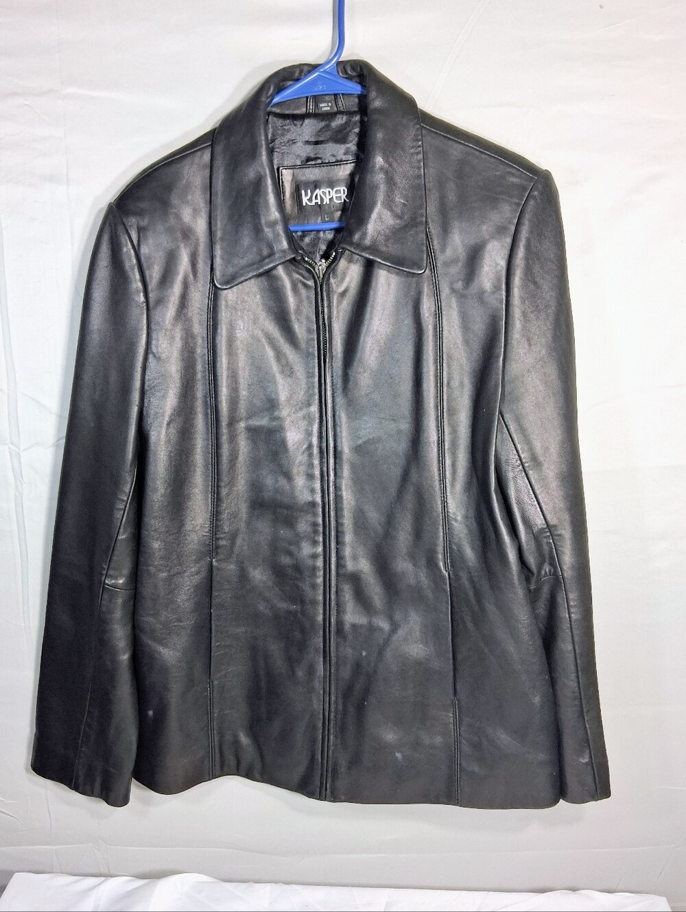 Kaspar Sharp Women's Large Leather Vintage Full Zip Lined Jacket